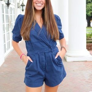 Day + Moon Navy Blue Denim Romper